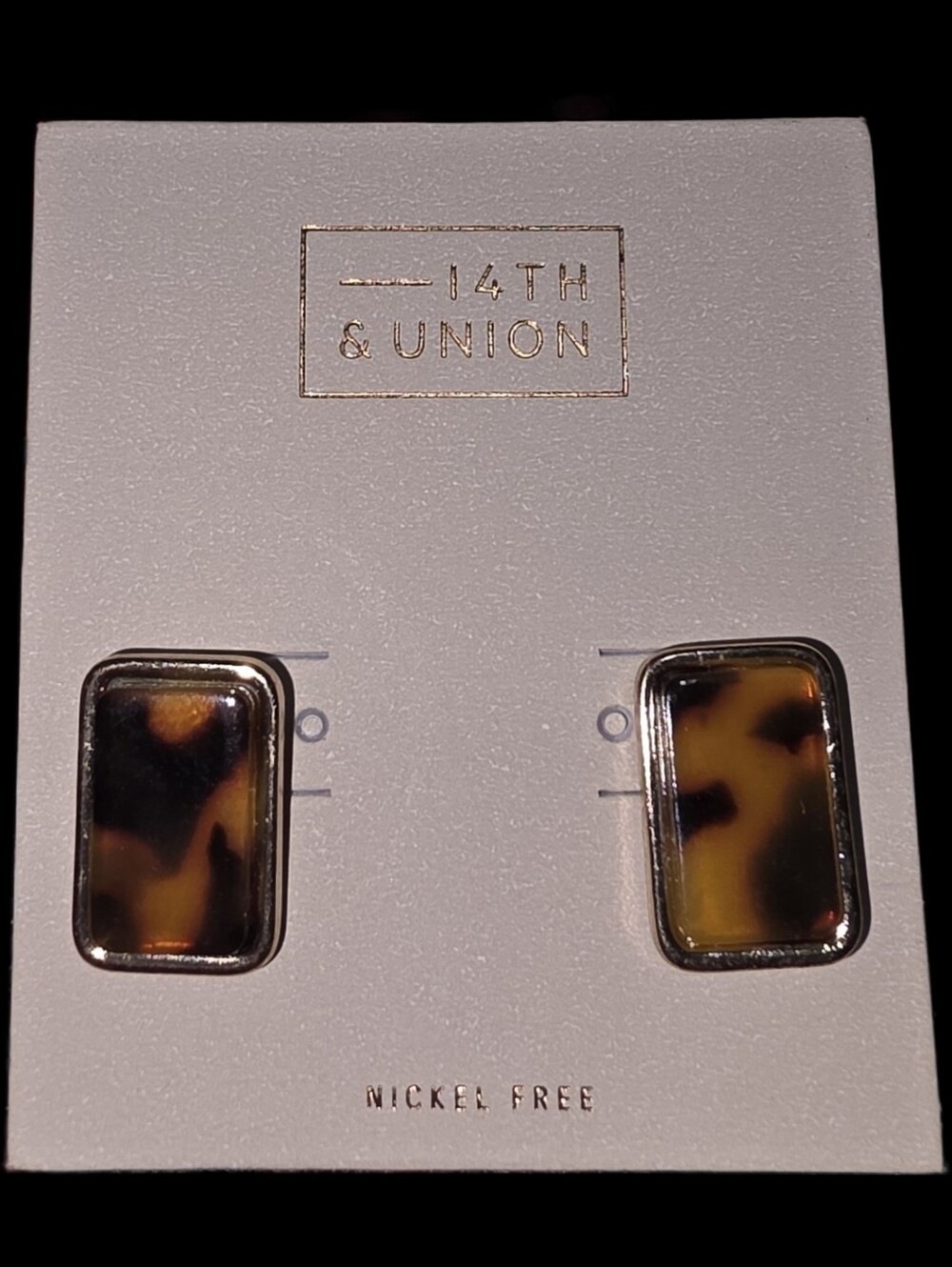 Tortoiseshell Rectangle Stud Earrings